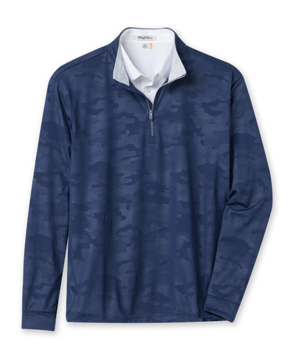 Sherman Quarter Zip in new indigo dark blue, front flat lay product view