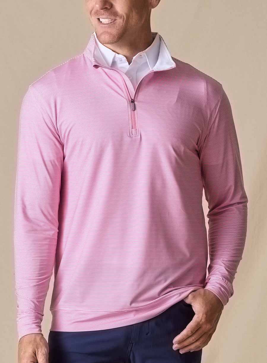 Clearwater Stripe Quarter Zip - Dragonfruit
