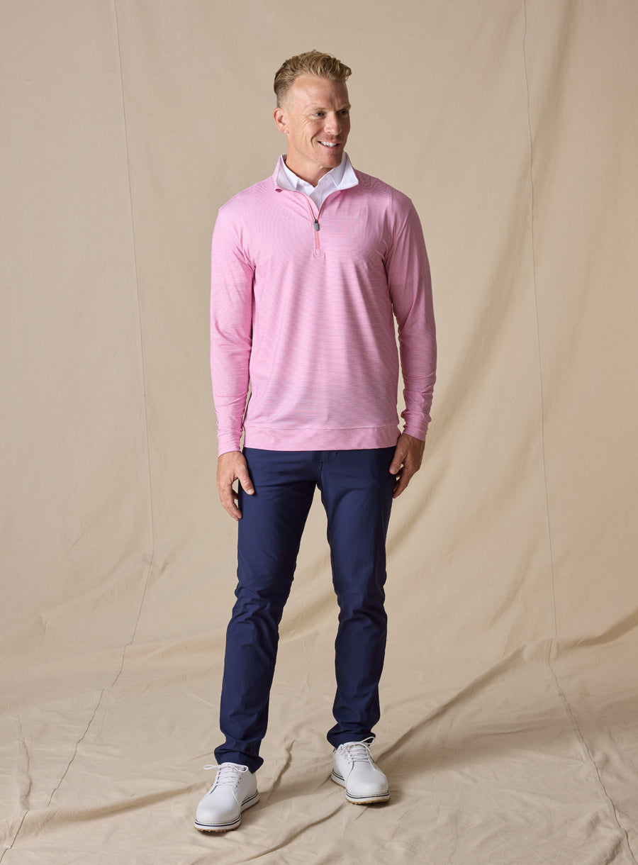 Clearwater Stripe Quarter Zip - Dragonfruit
