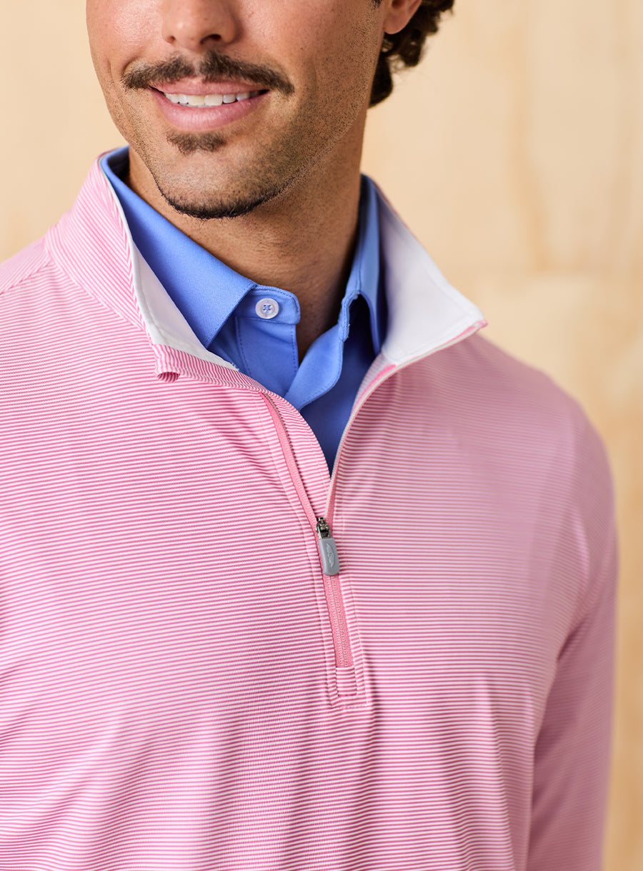 Clearwater Stripe Quarter Zip - Dragonfruit
