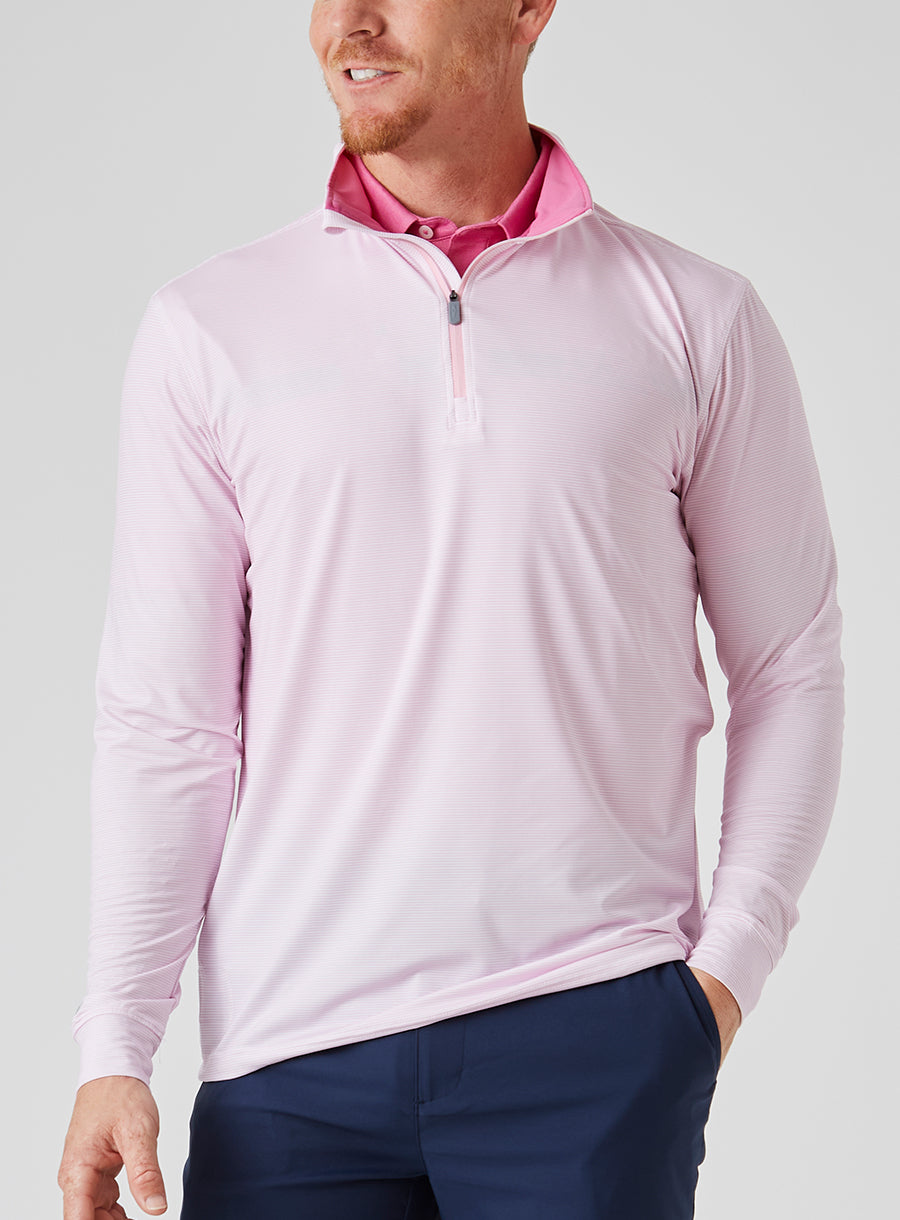 Clearwater Stripe Quarter Zip - Iced Rose
