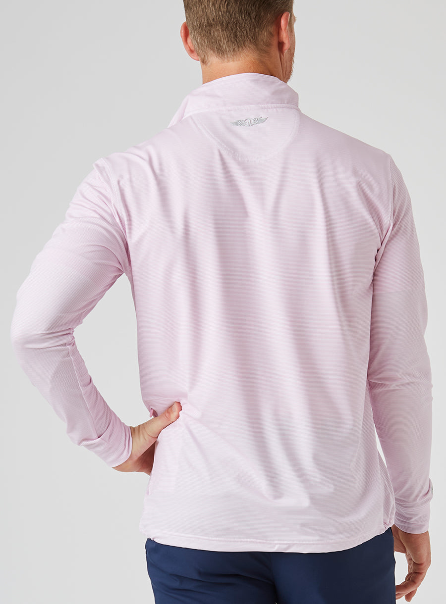 Clearwater Stripe Quarter Zip - Iced Rose
