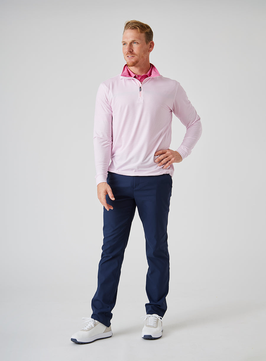 Clearwater Stripe Quarter Zip - Iced Rose
