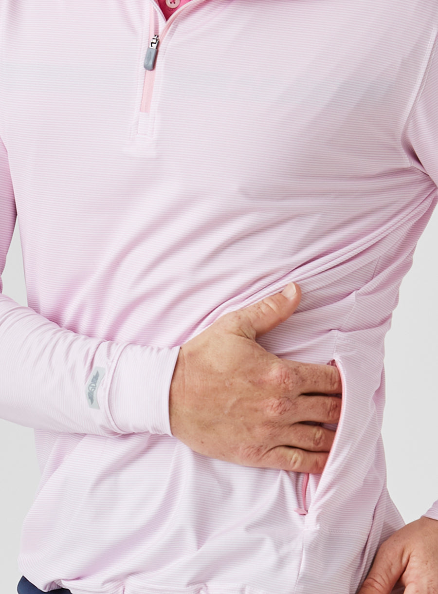 Clearwater Stripe Quarter Zip - Iced Rose
