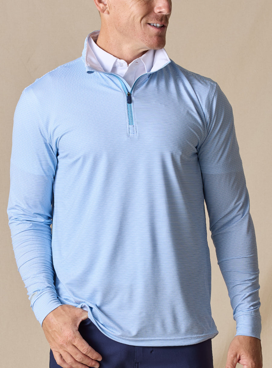 Clearwater Stripe Quarter Zip - Ocean
