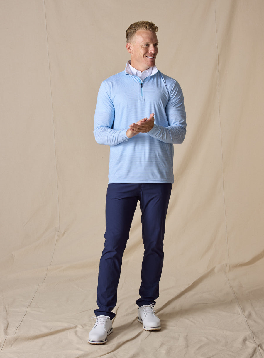 Clearwater Stripe Quarter Zip - Ocean
