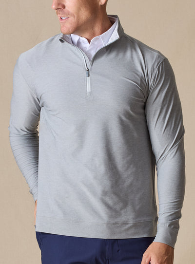 Oceanside 2.0 Quarter Zip in storm grey, front model view