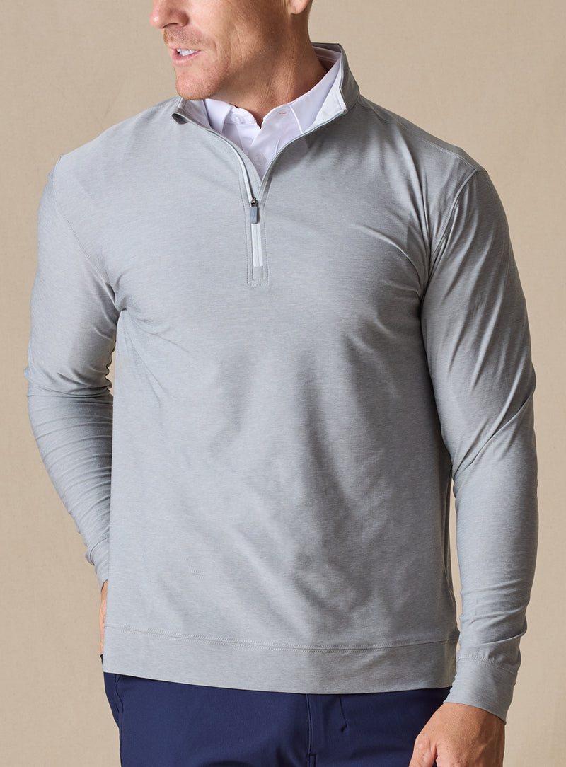Oceanside 2.0 Quarter Zip in storm grey, front model view