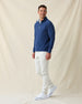 Oceanside 2.0 Quarter Zip in navy, full outfit styled with light pants