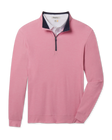 Oceanside 2.0 Quarter Zip in Punch Pink with a heathered finish, contrast navy collar, and quarter-zip design