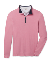 Oceanside 2.0 Quarter Zip in Punch Pink with a heathered finish, contrast navy collar, and quarter-zip design