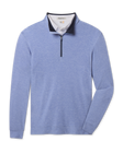 Oceanside 2.0 Quarter Zip in Tidal Blue with a heathered finish, contrast navy collar lining, and quarter-zip design