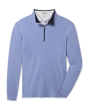 Oceanside 2.0 Quarter Zip in Tidal Blue with a heathered finish, contrast navy collar lining, and quarter-zip design