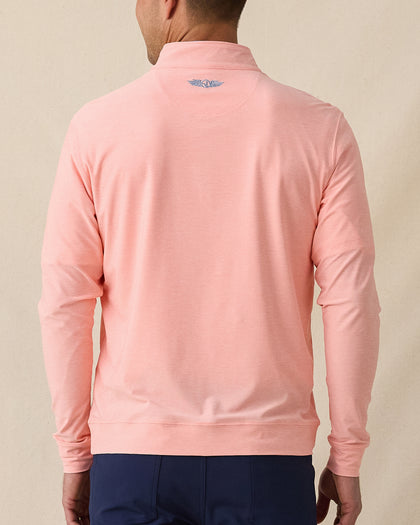 Oceanside 2.0 Quarter Zip in spritz orange, back model view