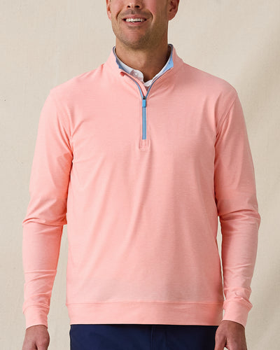 Oceanside 2.0 Quarter Zip in spritz orange, front model view