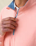 Oceanside 2.0 Quarter Zip in spritz orange, collar and zipper detail