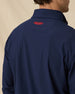 Bel Air Quarter Zip in New Indigo / Flag Red with back logo detail