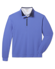 Bel Air Quarter Zip in Tidal Blue featuring a subtle textured pattern, front flat lay view