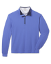 Bel Air Quarter Zip in Tidal Blue featuring a subtle textured pattern, front flat lay view