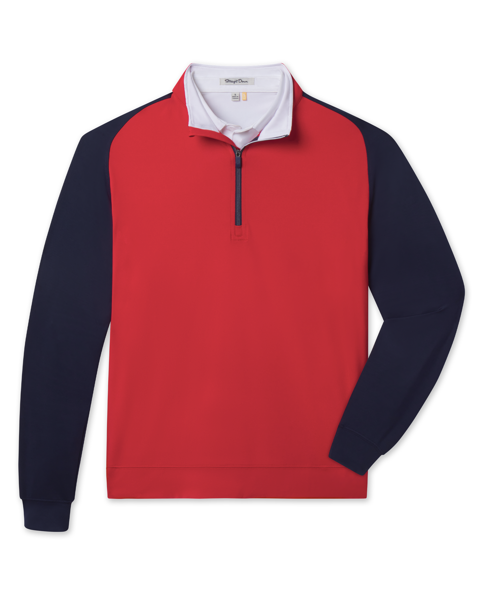 Falcon Quarter Zip in Flag Red, front flat lay product view