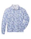 Arlington Quarter Zip in Blue Shade with an allover blue, mint and white camouflage print.