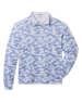 Arlington Quarter Zip in Blue Shade with an allover blue, mint and white camouflage print.
