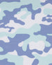 Close-up of the Arlington Quarter Zip’s blue, mint and white camouflage print.