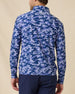 Back view of the Arlington Quarter Zip in Tidal Blue showcasing the all-over camo pattern