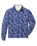 Arlington Quarter Zip in Tidal Blue featuring an all-over blue camo print, front flat lay view