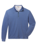 Front product view of the Mulholland Quarter Zip in Moonlight, featuring an allover light blue geometric print, stand collar, and quarter-zip closure.