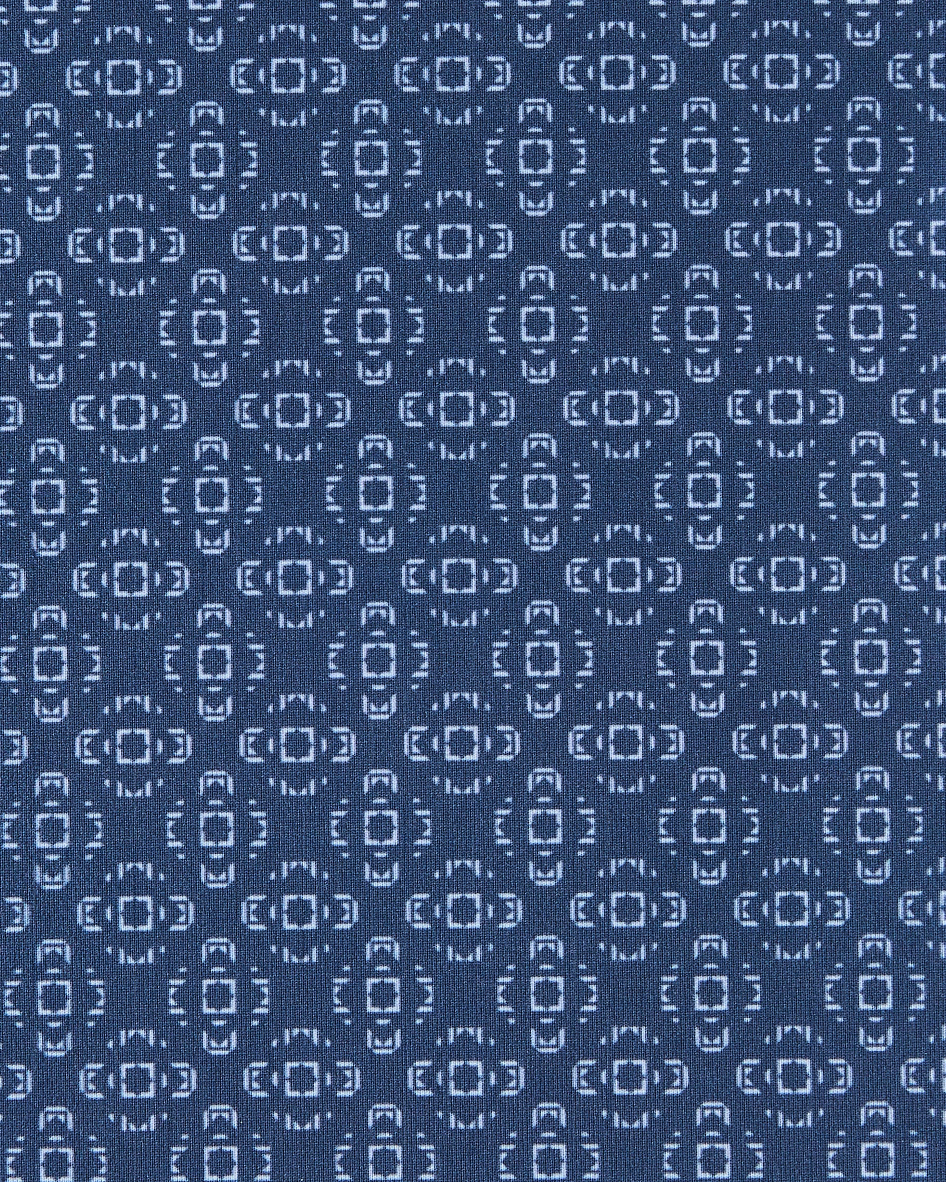 Close-up of the Mulholland Quarter Zip in Moonlight fabric featuring a repeating light blue geometric pattern.