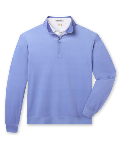 San Marino Quarter Zip in Tidal Blue featuring a subtle geometric print, front flat lay view