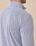 Close-up back view of the Glendale Quarter Zip in Tidal Blue featuring the tonal Straight Down logo below the collar
