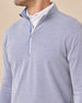 Close-up of the Glendale Quarter Zip in Tidal Blue showcasing the contrast quarter-zip placket and textured oxford pique fabric