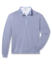 Front flat lay view of Glendale Quarter Zip in Tidal Blue featuring soft heathered blue oxford pique fabric and a contrast quarter-zip placket