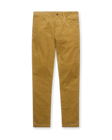 Men's Smithson Corduroy Pant in Bronze, flat lay front view featuring a solid golden tan corduroy pant with a five-pocket construction and button waistband closure
