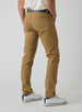 Men's Henderson 5 Pocket Pant in Bronze, back model view featuring five-pocket construction and a tailored straight leg, styled with a navy belt and white golf shoes