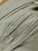 Men's Henderson 5 Pocket Pant in Moss, extreme close-up fabric and pocket detail featuring tonal topstitching and stretch twill texture