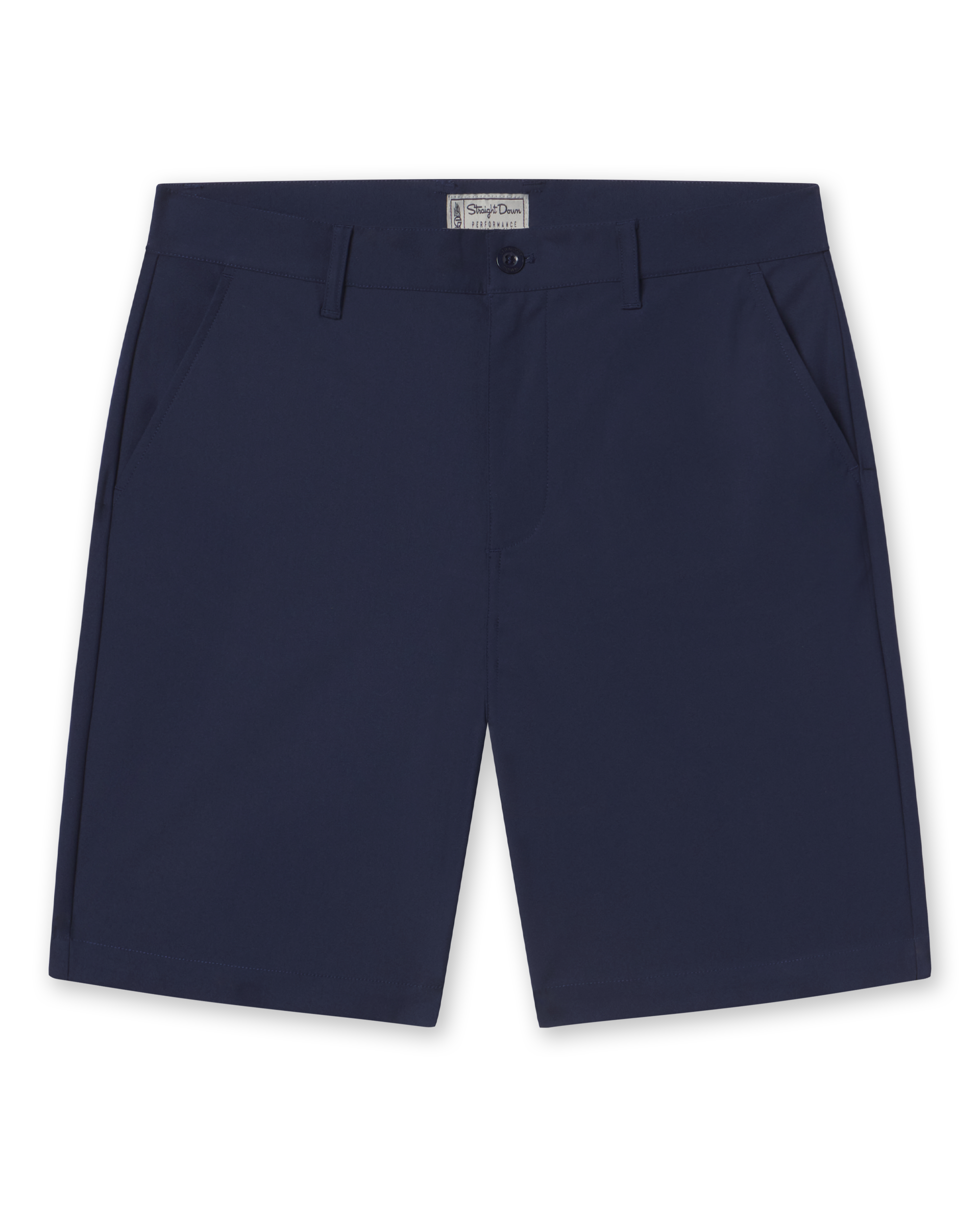 Men’s Flex Short in Navy, flat front styling, and side pockets
