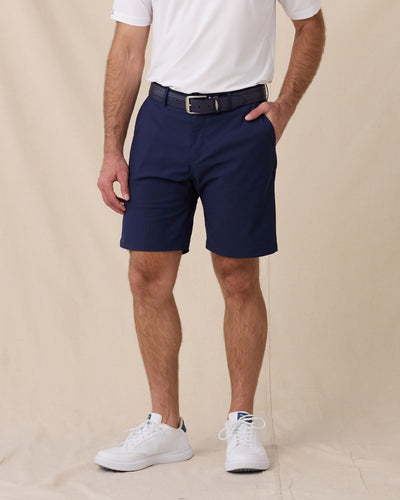 Flex Short in Navy, front model view with performance fit styling