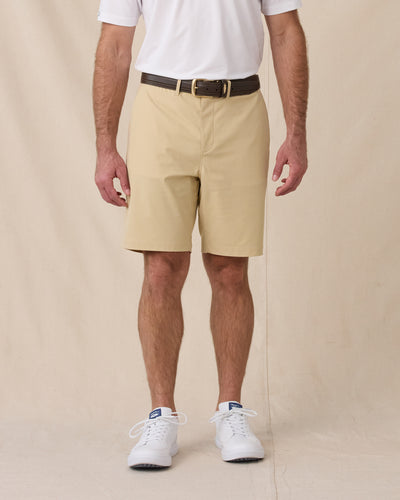 Flex Short in Sand Storm, front model view with performance fit styling