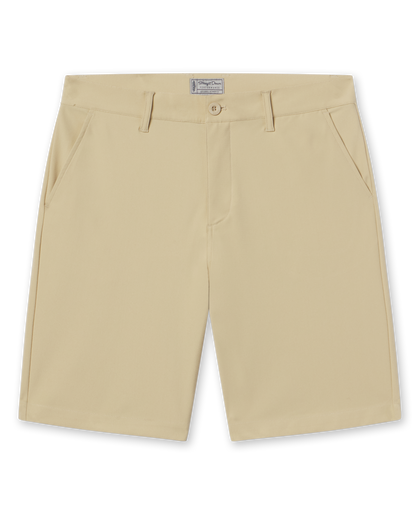 Men’s Flex Short in Sandstone, flat front styling, and side pockets