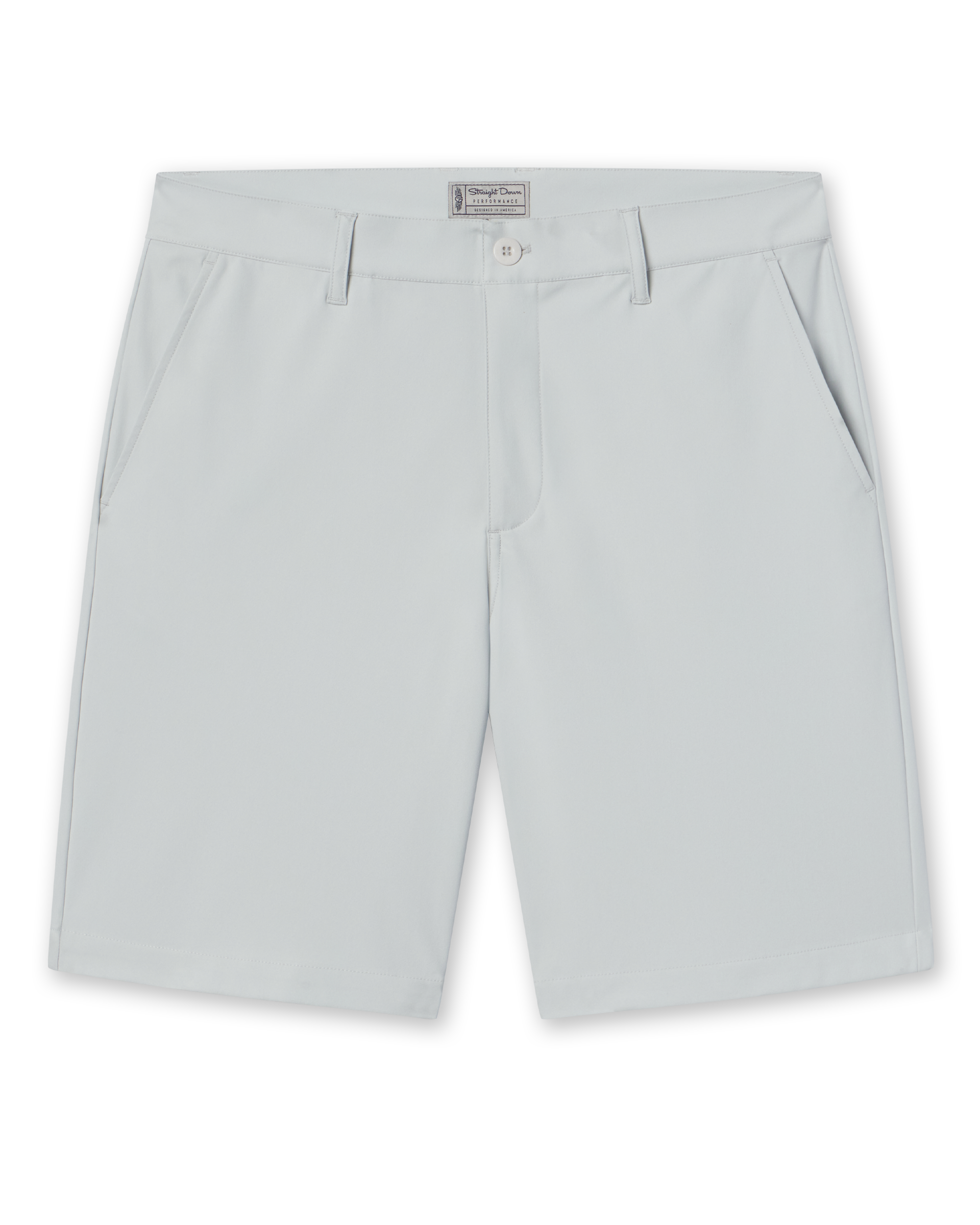 Men’s Flex Short in Silver, flat front styling, and side pockets