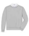 Men's Nathan 2.0 Crew in Light Grey Heather, flat lay front view featuring a heathered light grey long sleeve crewneck sweatshirt with ribbed cuffs and hem