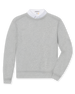 Men's Nathan 2.0 Crew in Light Grey Heather, flat lay front view featuring a heathered light grey long sleeve crewneck sweatshirt with ribbed cuffs and hem
