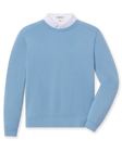 Men's Nathan 2.0 Crew in Petrol, flat lay front view featuring a solid blue long sleeve crewneck sweatshirt with ribbed cuffs and hem