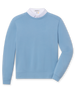 Men's Nathan 2.0 Crew in Petrol, flat lay front view featuring a solid blue long sleeve crewneck sweatshirt with ribbed cuffs and hem