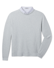 Hopkins Crew in Heather featuring a textured waffle-knit construction, crew neckline, long sleeves, and banded cuffs and hem.
