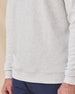 Close-up of the Hopkins Crew in Heather showing the waffle-knit texture and banded hem.