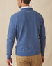Men's Hopkins Crew in Moonlight, back view on model featuring a waffle-knit texture with Straight Down logo embroidered at center back neck, layered over a white polo, paired with khaki pants